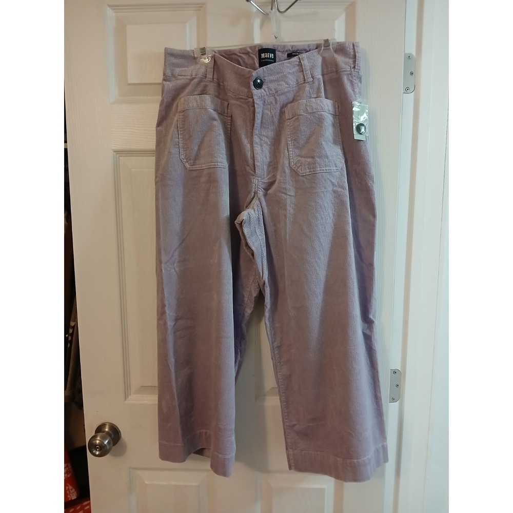 NWT Maeve Anthropologie Colette Corduroy Pants Lavender 16 W Wide Leg Cropped